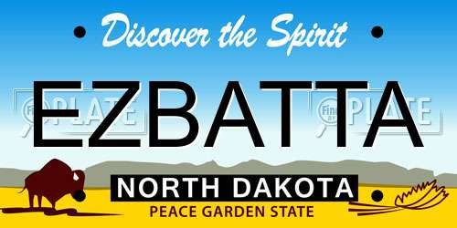 EZBATTA North Dakota License Plate