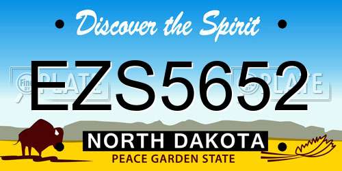 EZS5652 North Dakota License Plate