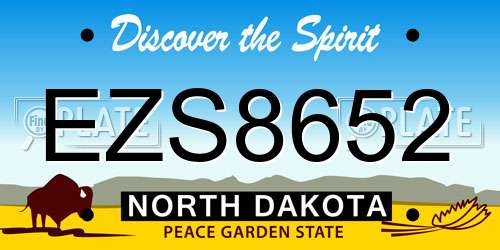 EZS8652 North Dakota License Plate
