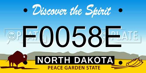 F0058E North Dakota License Plate