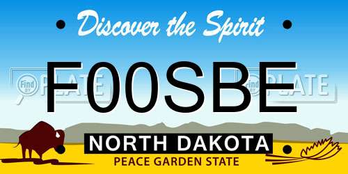 F00SBE North Dakota License Plate