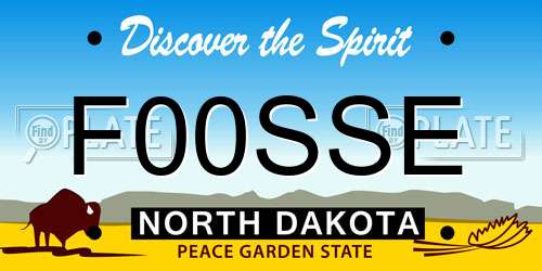F00SSE North Dakota License Plate