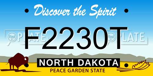 F2230T North Dakota License Plate
