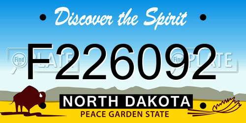 F226092 North Dakota License Plate