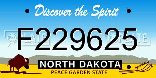 F229625 North Dakota License Plate