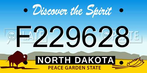 F229628 North Dakota License Plate