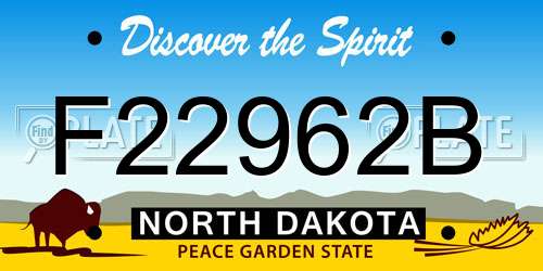 F22962B North Dakota License Plate