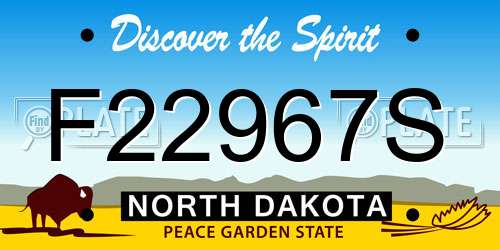 F22967S North Dakota License Plate