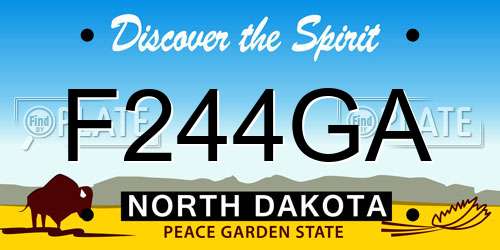 F244GA North Dakota License Plate