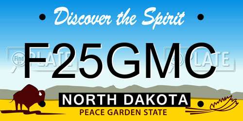 F25GMC North Dakota License Plate