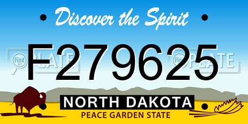 F279625 North Dakota License Plate