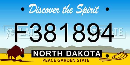 F381894 North Dakota License Plate