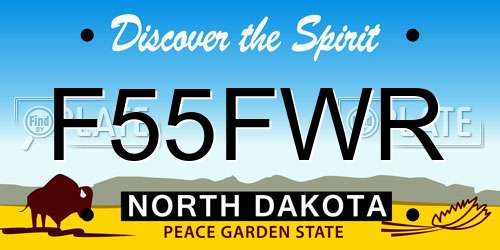 F55FWR North Dakota License Plate