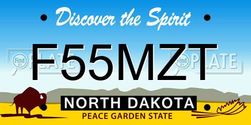 F55MZT North Dakota License Plate