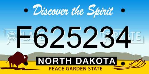 F625234 North Dakota License Plate