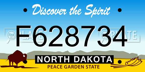 F628734 North Dakota License Plate