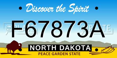 F67873A North Dakota License Plate