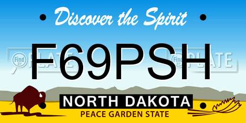 F69PSH North Dakota License Plate