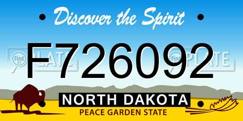 F726092 North Dakota License Plate