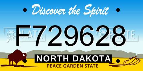 F729628 North Dakota License Plate