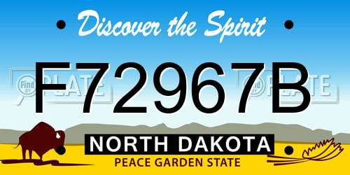 F72967B North Dakota License Plate