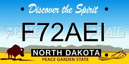 F72AEI North Dakota License Plate