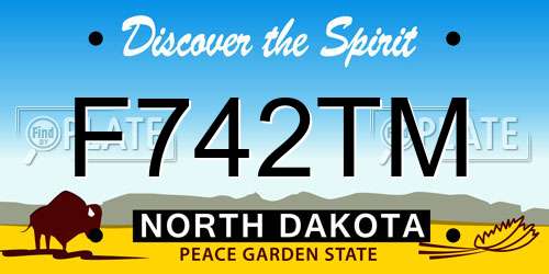F742TM North Dakota License Plate