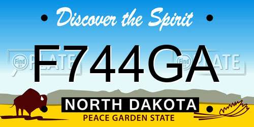 F744GA North Dakota License Plate