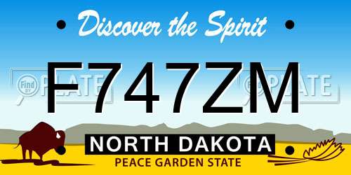 F747ZM North Dakota License Plate