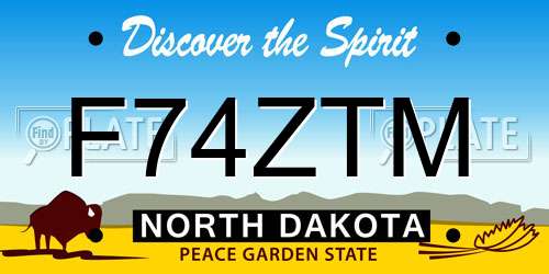 F74ZTM North Dakota License Plate