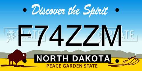 F74ZZM North Dakota License Plate