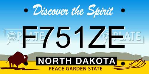 F751ZE North Dakota License Plate