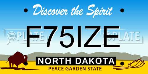 F75IZE North Dakota License Plate