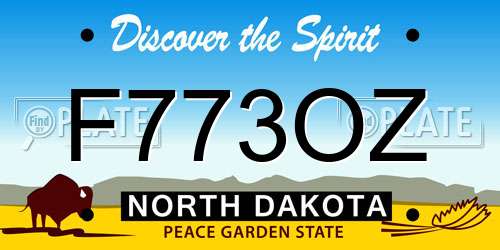 F773OZ North Dakota License Plate