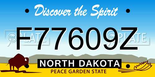 F77609Z North Dakota License Plate