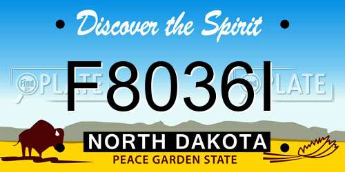 F8036I North Dakota License Plate