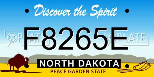 F8265E North Dakota License Plate