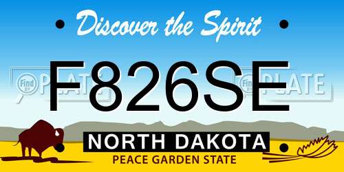 F826SE North Dakota License Plate