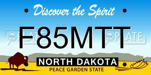 F85MTT North Dakota License Plate