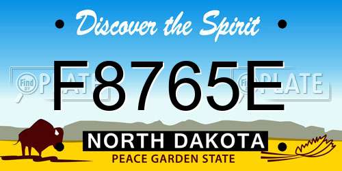F8765E North Dakota License Plate