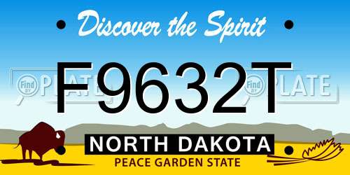F9632T North Dakota License Plate