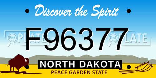F96377 North Dakota License Plate