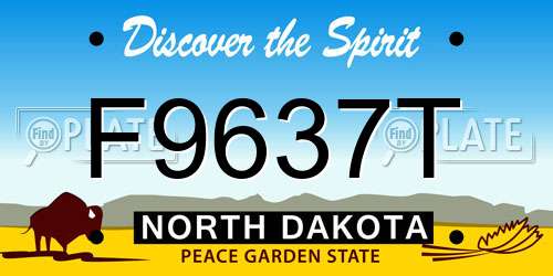 F9637T North Dakota License Plate