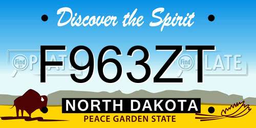 F963ZT North Dakota License Plate