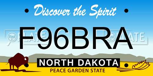 F96BRA North Dakota License Plate