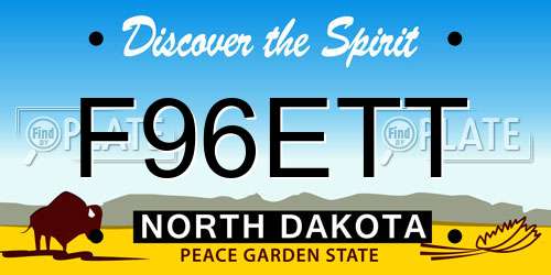 F96ETT North Dakota License Plate