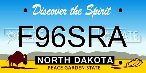 F96SRA North Dakota License Plate