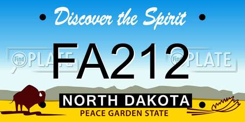 FA212 North Dakota License Plate