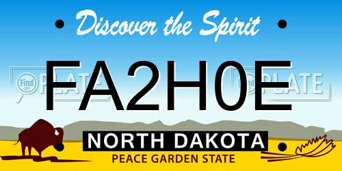 FA2H0E North Dakota License Plate