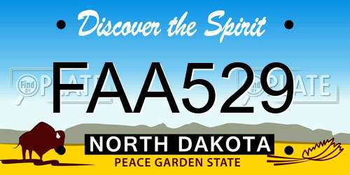 FAA529 North Dakota License Plate